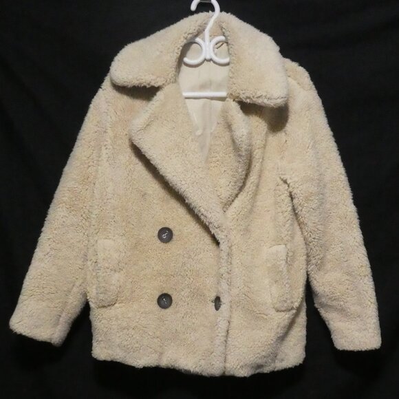 FREE PEOPLE | xs - extra small | Teddy - Furry Plush Double Breasted Pea Coat - Picture 1 of 16